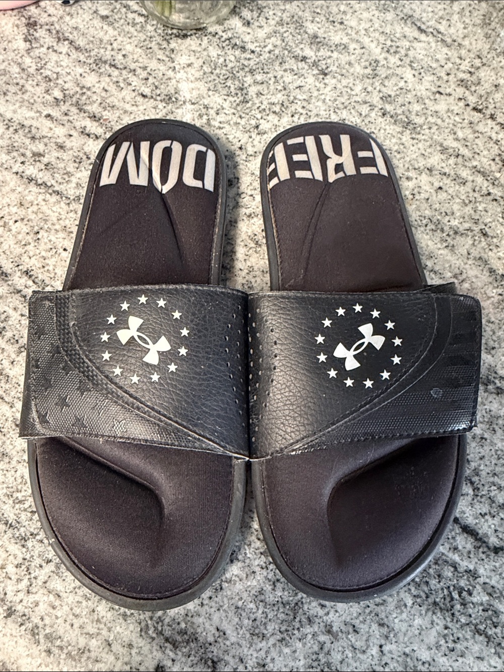 Under Armour Black Slide Sandals with White Logo